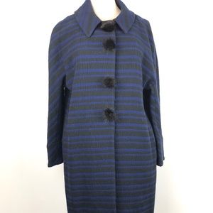 Aker Womens Royal Striped Coat Button Down Trench